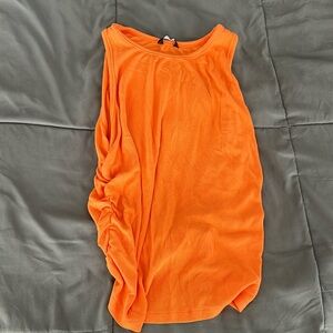 Orange Rusched Tank Top